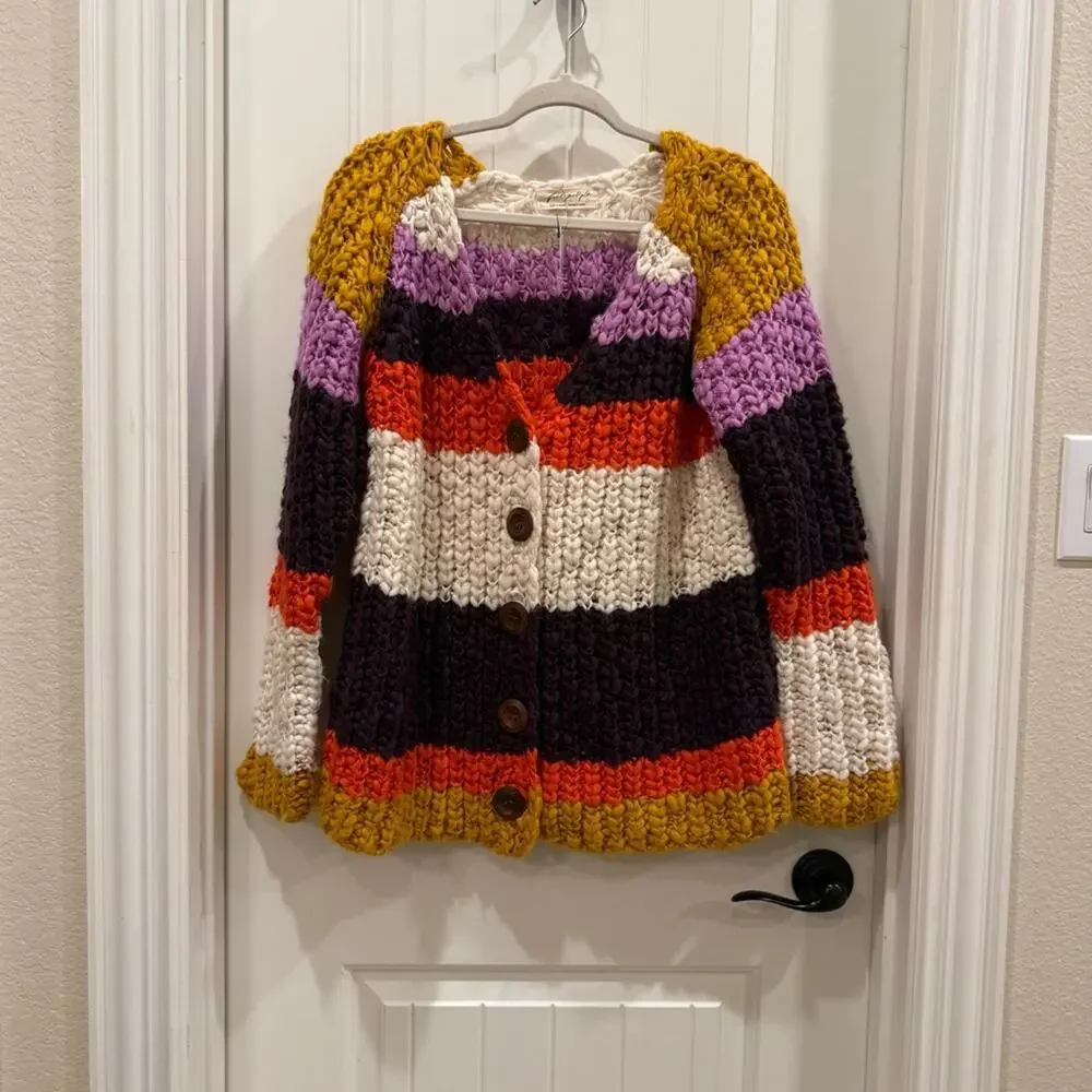 Free People Myles Stripe Chunky Knit Cardi